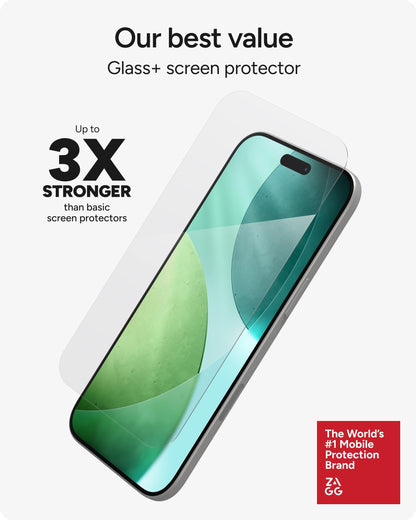 ZAGG Glass+ Screen Protector for iPhone 17