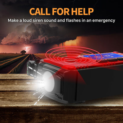 FosPower NOAA Emergency Weather Radio D8 37000mWh Portable Power Bank, AM/FM, USB/Solar/Hand Crank Charging, SOS Alarm & Flashlight for Indoor/Outdoor Emergency - Orange