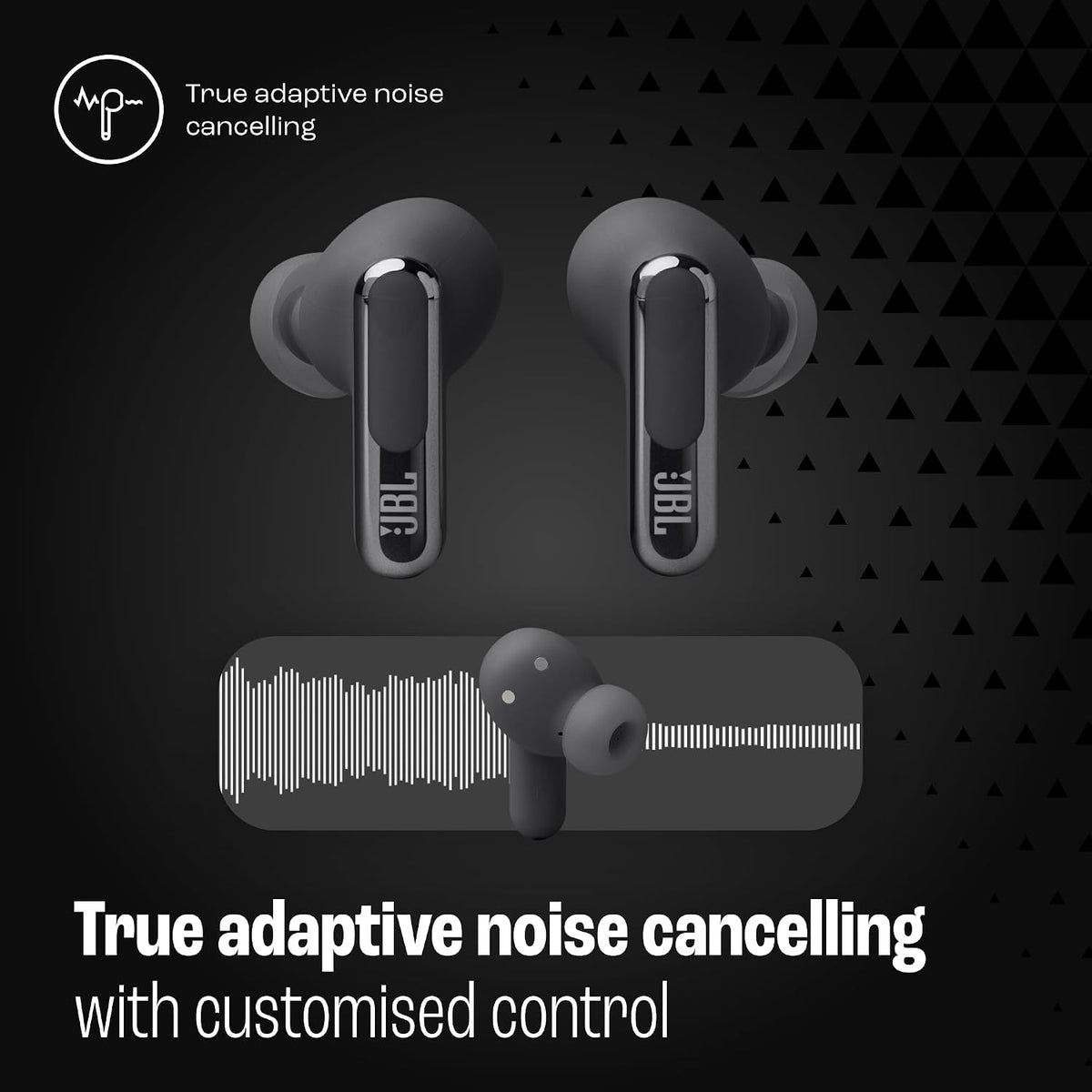 JBL Live Beam 3 - True Wireless Noise-Cancelling Stick-Closed Earbuds, 48Hrs Total Playback, Wireless Charging, 6 Mics for Perfect Calls, Multi-Point Connection, IP55 Waterproof and dustproof (Black)