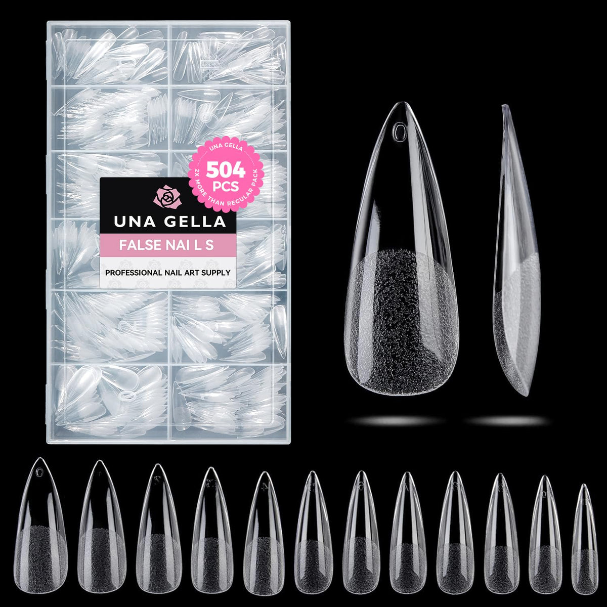UNA GELLA Short Sharp Square Nail Tips 504pcs X-Soft Flat Square Nails