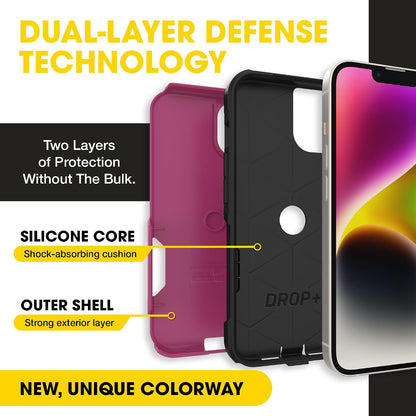 OtterBox iPhone 14 & iPhone 13 Commuter Series Case - BLACK , slim & tough, pocket-friendly, with port protection