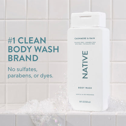 Native Clean Body Wash for Women & Men, Powder & Cotton Scent, 18 fl oz