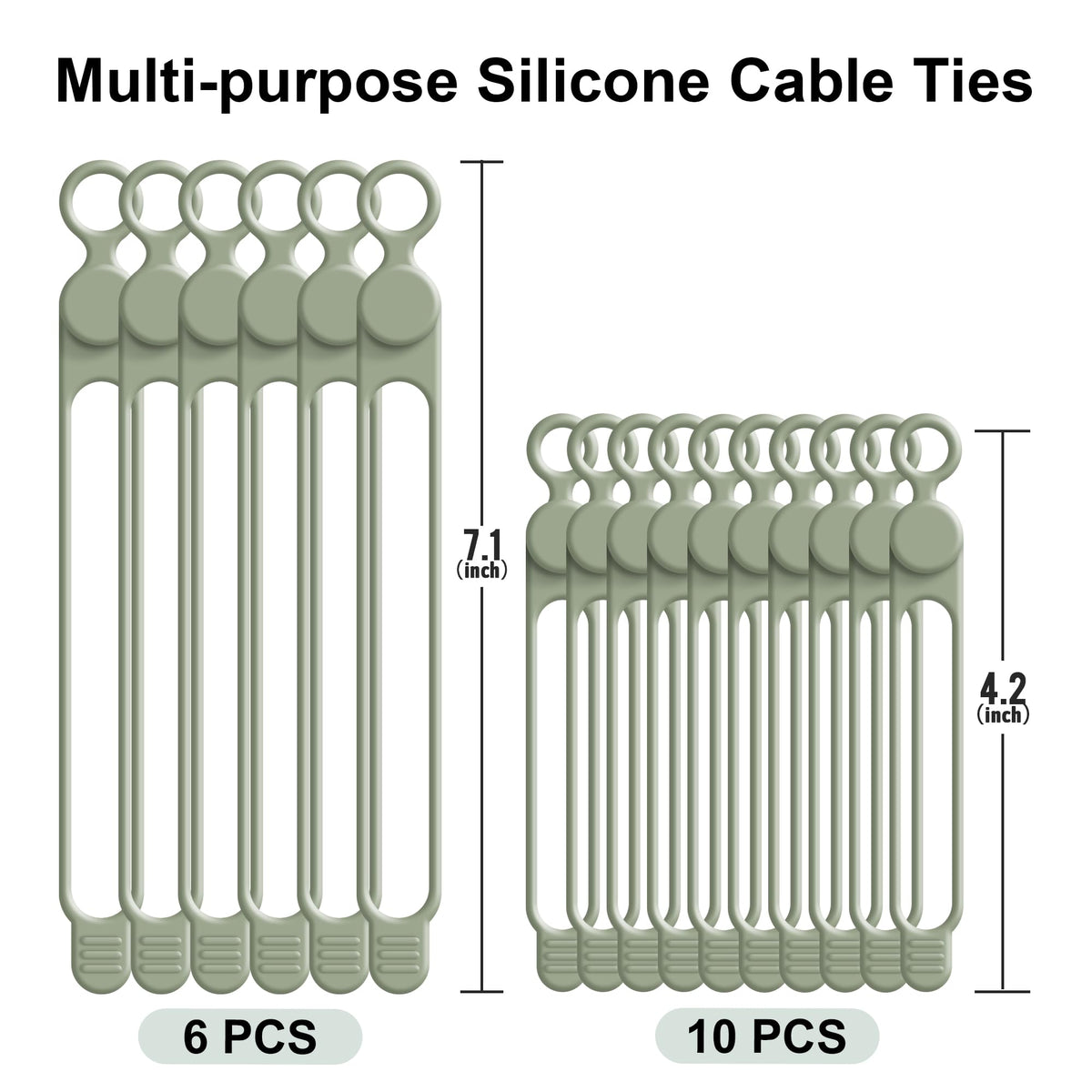 Silicone Cable Ties, Cord Organizer Cable Management,2Sizes-Grey