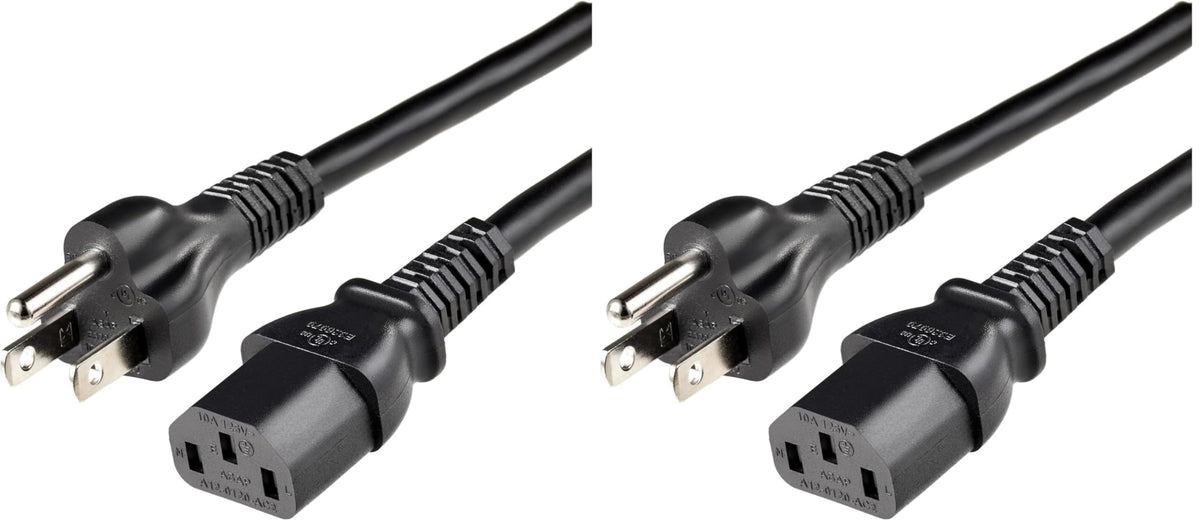 Amazon Basics Replacement Power Cord for Computer, Monitor, TV, Printer, PC, 3 Prong, 18 AWG, 125 Volts, 10 Feet, Black