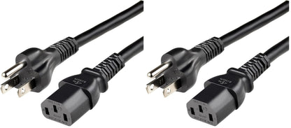 Amazon Basics Replacement Power Cord for Computer, Monitor, TV, Printer, PC, 3 Prong, 18 AWG, 125 Volts, 10 Feet, Black