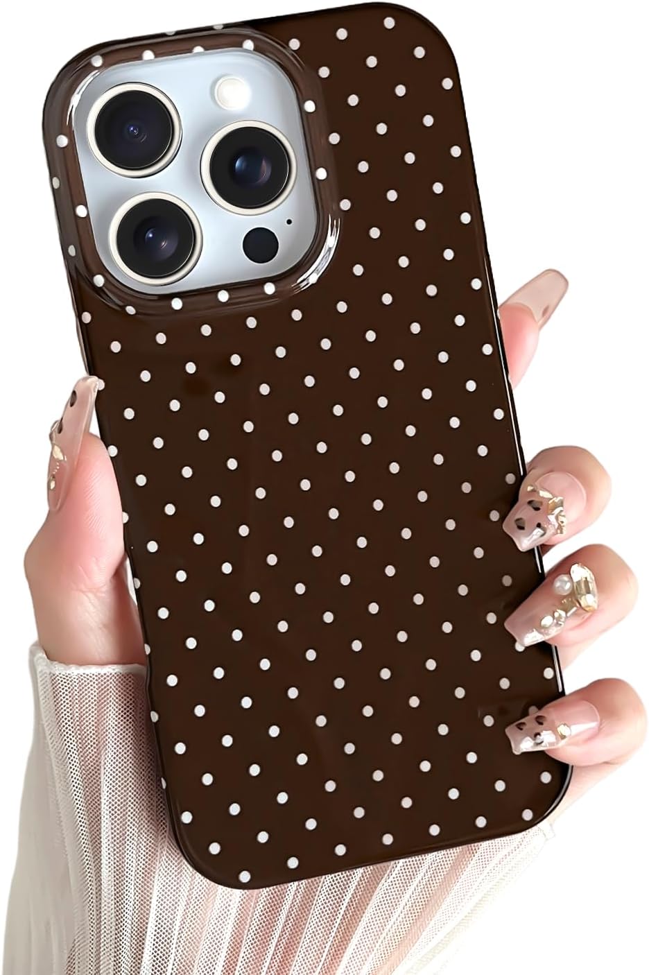 Yeddabox for iPhone 15 Case Cute Polka Dot Phone Case Soft TPU Slim Shockproof Phone Cover for Women Girls, Blue