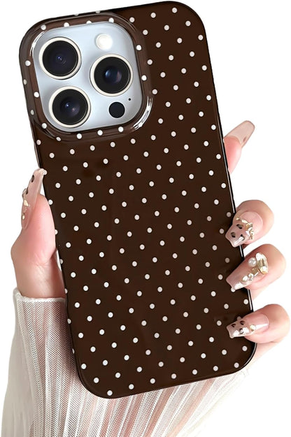 Yeddabox for iPhone 15 Case Cute Polka Dot Phone Case Soft TPU Slim Shockproof Phone Cover for Women Girls, Blue