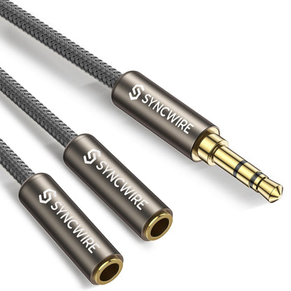 SYNCWIRE Headphone Splitter, 3.5mm Male to 2 Female Y Cable, Gold