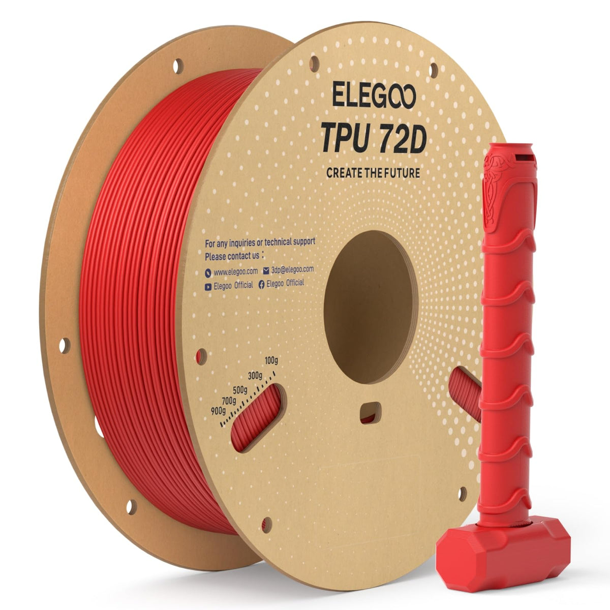 ELEGOO TPU 3D Printer Filament 1.75mm Black 1KG, 95A Flexible