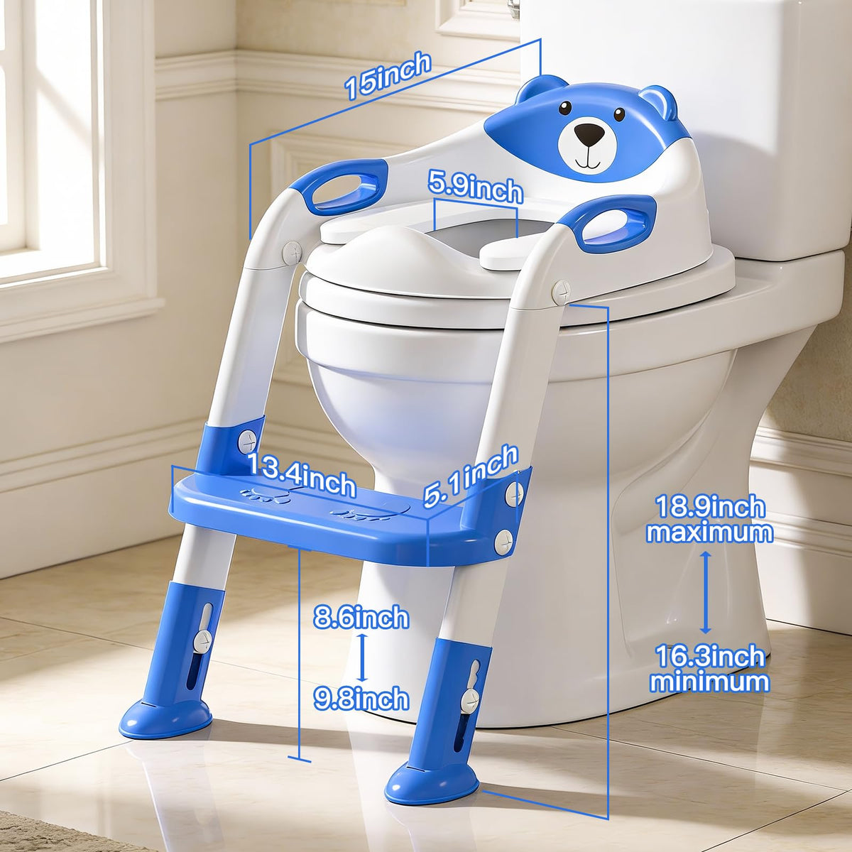 Potty Training Toilet for Toddlers, 2-in-1 Potty Training seat, Anti-Slip (Chocolate, Bear)