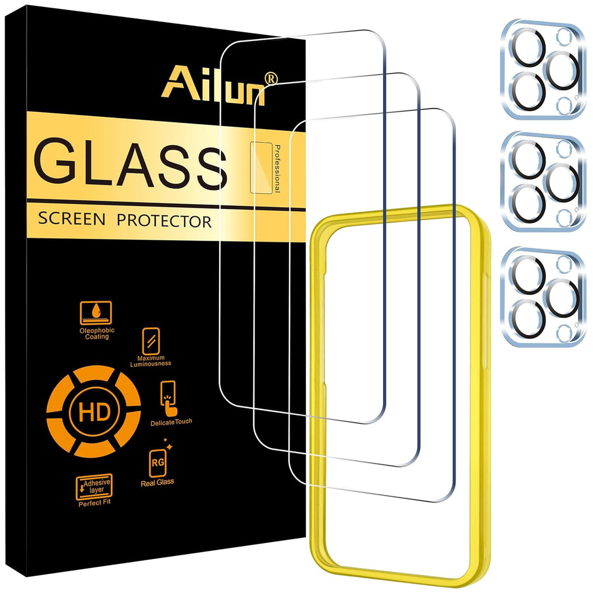 Ailun Screen Protector + Camera Lens Protector for iPhone 16 Pro Max