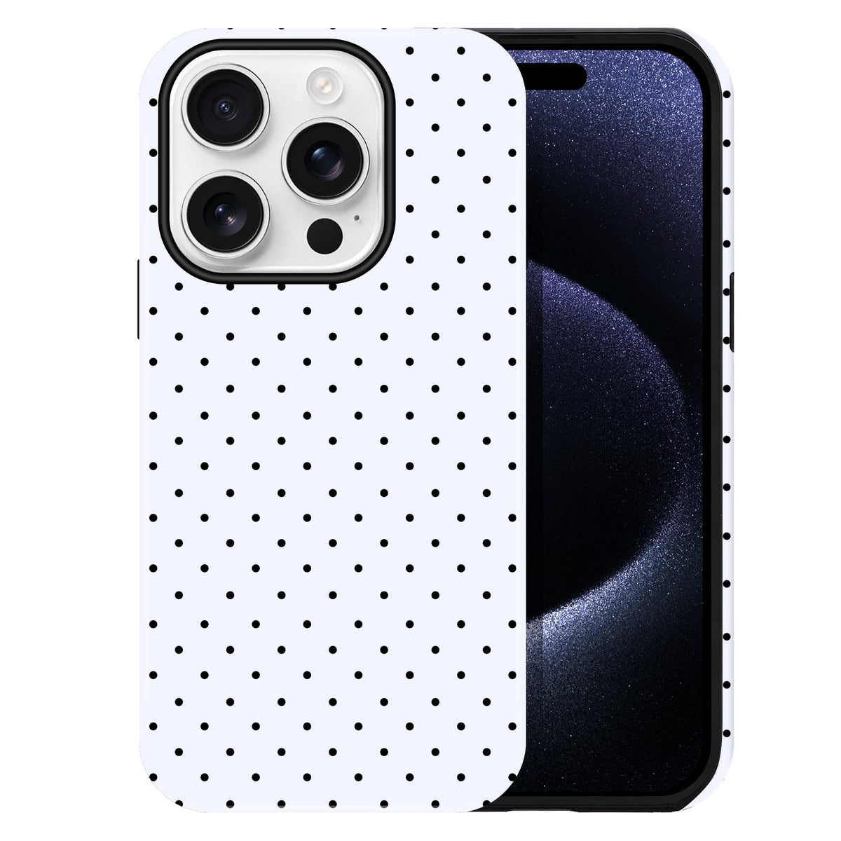 Polka Dot Pattern Phone Case for iPhone 17 6.3", White
