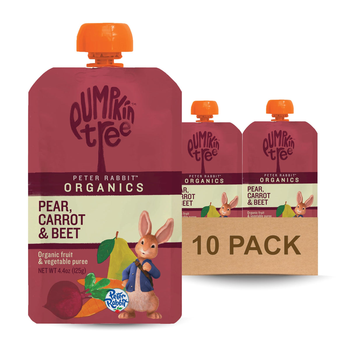 Pumpkin Tree Peter Rabbit Organics, Banana, Mango, and Kale, 4 Squeeze Pouch, Mango, Broccoli & Kale, 4.4 Ounce (Pack of 10)