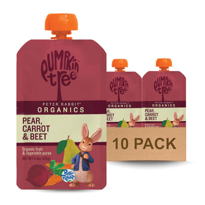 Pumpkin Tree Peter Rabbit Organics, Banana, Mango, and Kale, 4 Squeeze Pouch, Mango, Broccoli & Kale, 4.4 Ounce (Pack of 10)