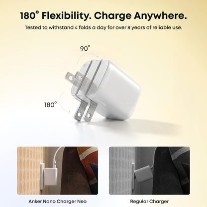 Anker Nano Charger Neo, Dynamic 45W - 65W USB C Charger Block with 65W Max