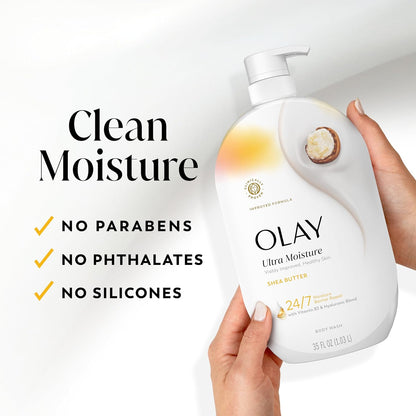 Olay Body Wash for Women, Ultra Moisture Shea Butter Scent, 35 fl oz