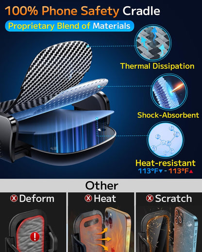 Qifutan Dash Mounted Holders Phone Holders for Your Car Phone Mount for Car Windshield Dashboard Air Vent Universal Pads Mats Mounts Hands Free Automobile Cell Phone Holder Fit for iPhone Smartphone