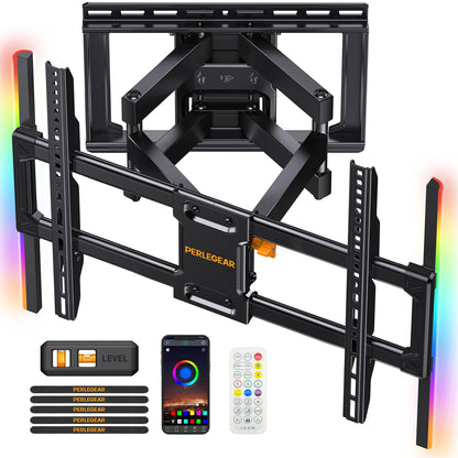 Perlegear Full Motion TV Wall Mount with Power Strip for 60–120 Inch TVs