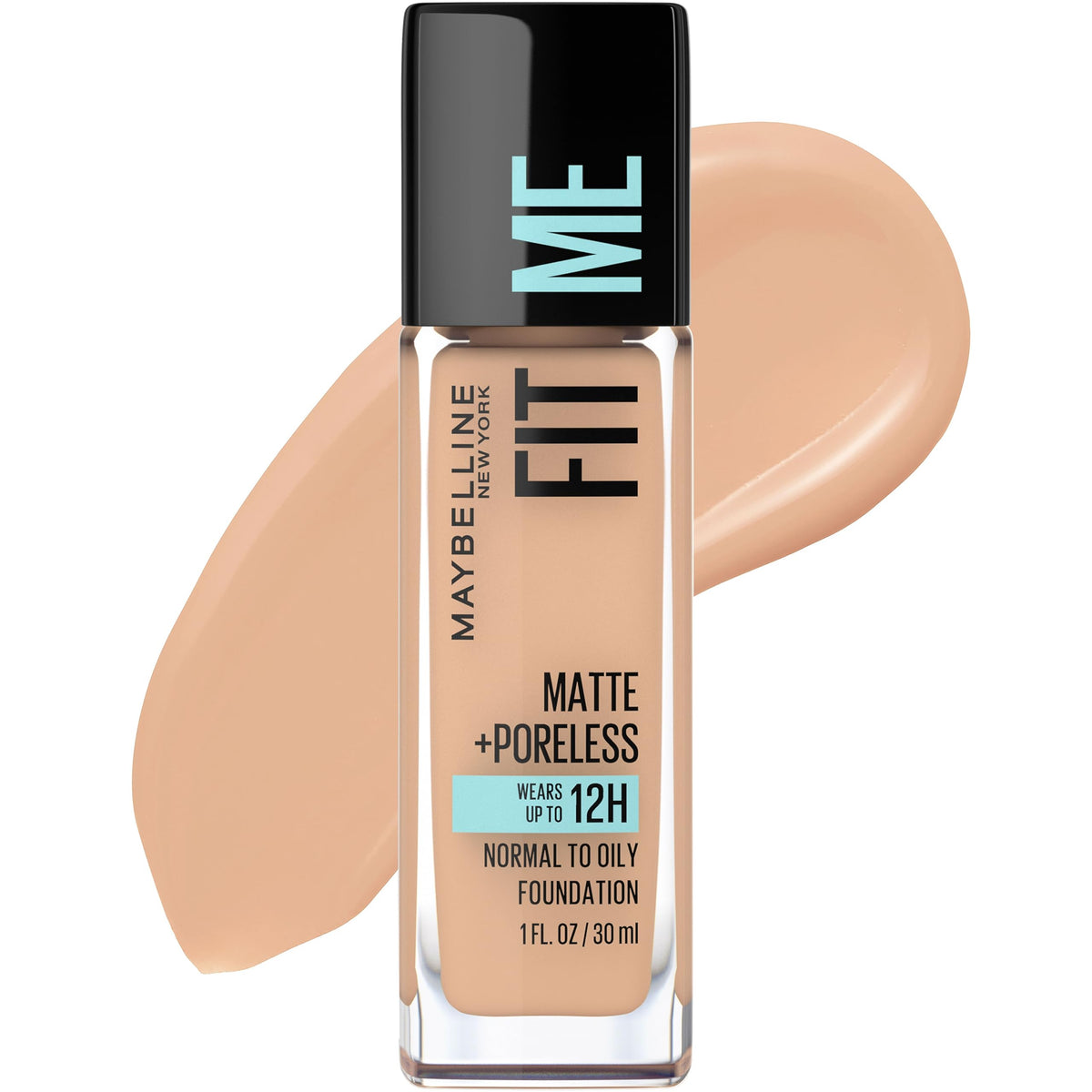Maybelline Fit Me Matte + Poreless Liquid Oil-Free Foundation Makeup, Sun Beige, 1 Count (Packaging May Vary)