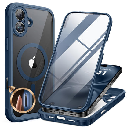 Miracase for iPhone 17e Case & iPhone 16e Case, Full-Body Phone with Built-in Glass Screen Protector, [Magnetic with MagSafe] Military Drop Proof 17 E/ 16 E Cover Bumper 6.1 inch, Black