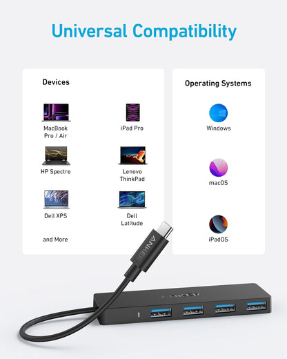 Anker USB Hub, 4-in-1 USB Splitter, 4 USB-A Ports with 5Gbps Data Transfer