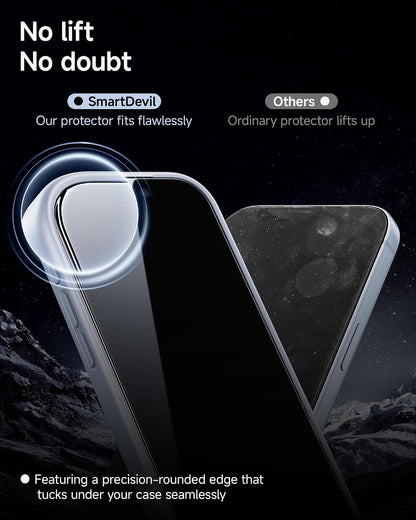 SMARTDEVIL 2 Pack Tempered Glass for iPhone 15 Pro Screen Protector