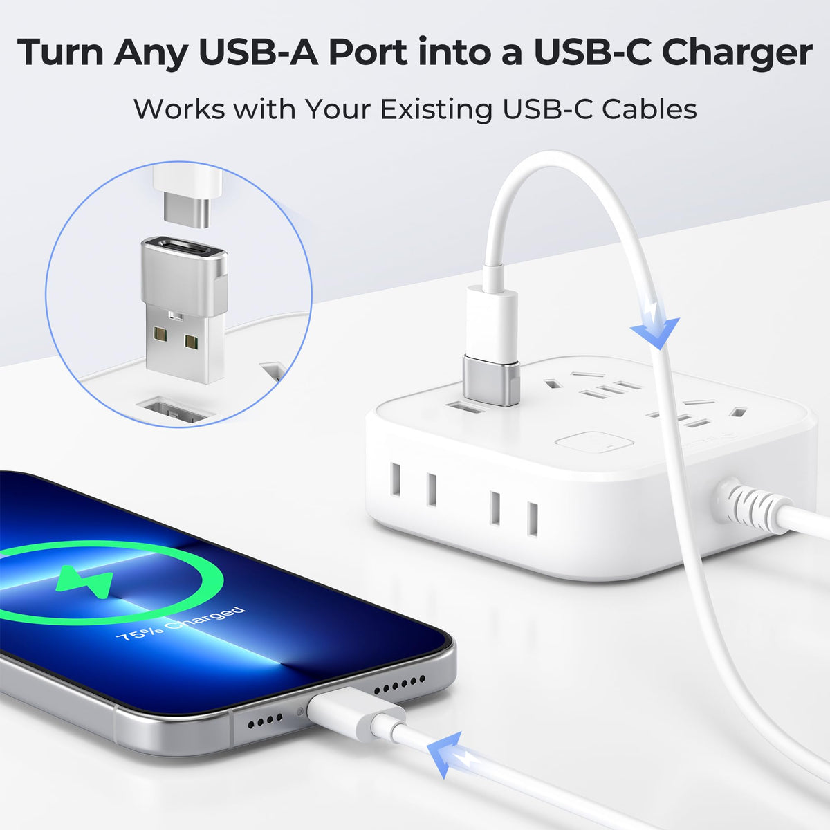 Basesailor USB to USB C Adapter,USBC Female to USB A Male Charger Adapter