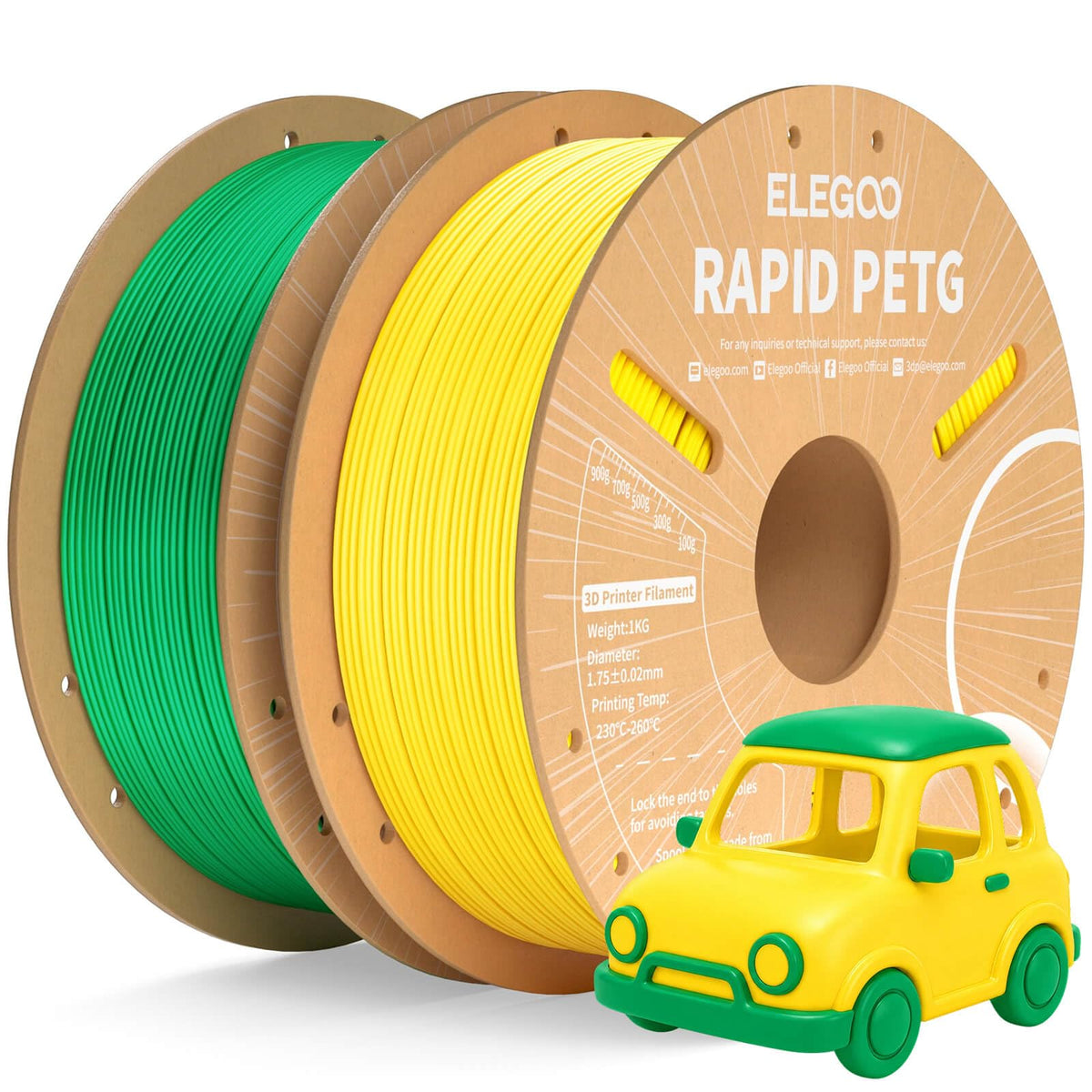 ELEGOO Rapid PETG 3D Printer Filament 1.75mm Black 1KG