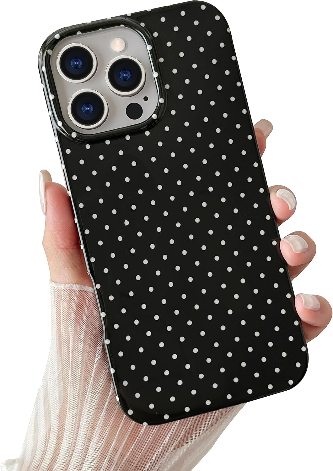 Yeddabox for iPhone 15 Case Cute Polka Dot Phone Case Soft TPU Slim Shockproof Phone Cover for Women Girls, Blue