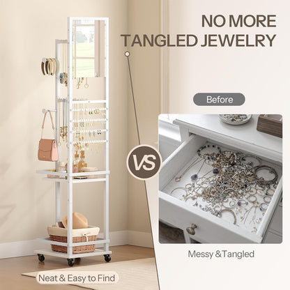 HOOBRO Jewelry Organizer Stand, 360° Swivel Jewelry Storage Organizer