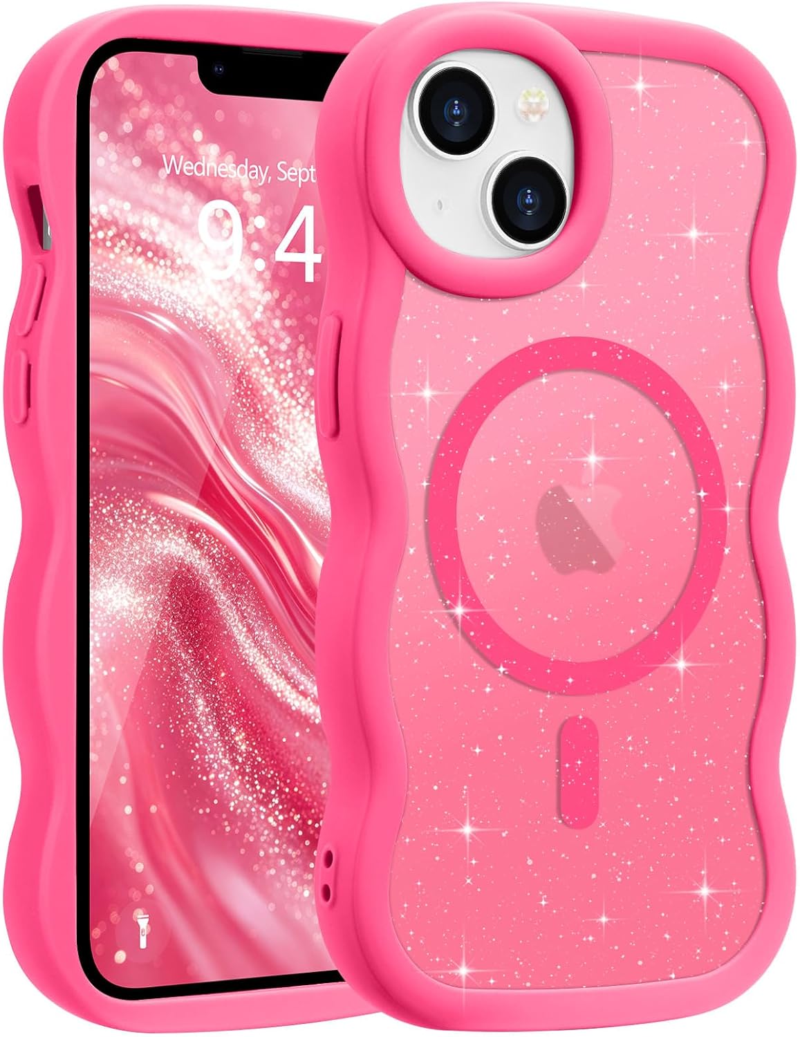 Pepmune for iPhone 16 Pro Max Case Curly Wavy Frame Translucent, Burgundy