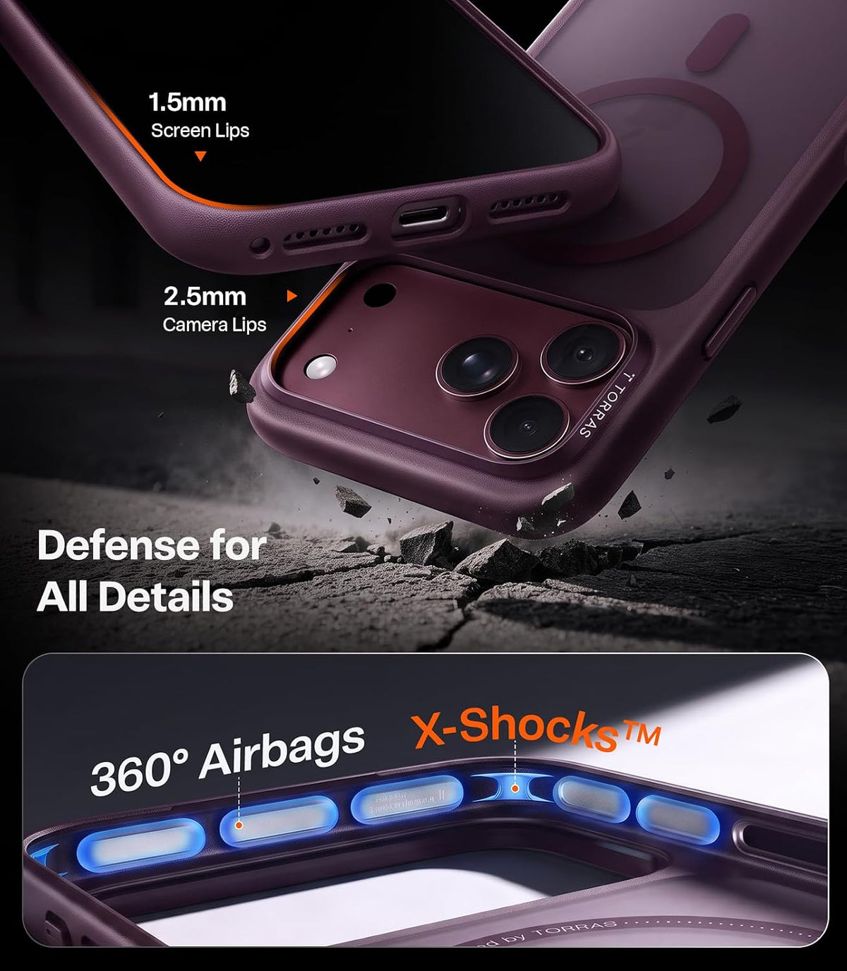 TORRAS Stronger Magnetic & Shockproof for iPhone 18 Pro Max Case Burgundy