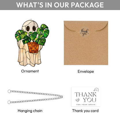 Halloween Plant Gifts, Stained Glass Window Hanging, Gothic Spooky Decor