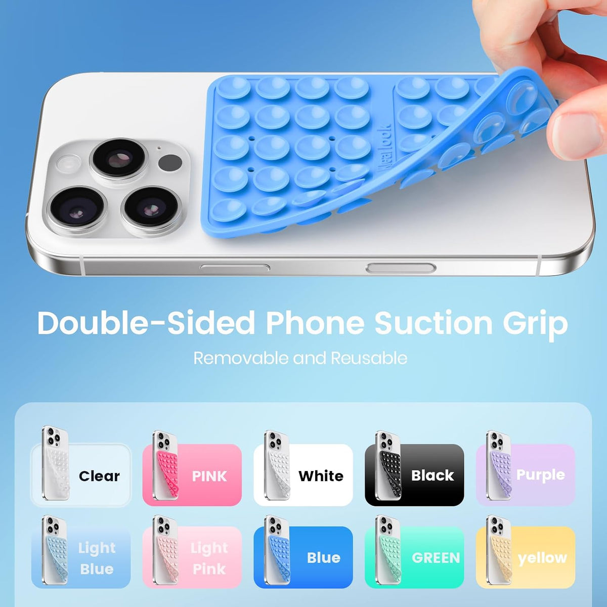 Klearlook Silicone Double Sided Suction Cup Phone Case Mount, Transparent