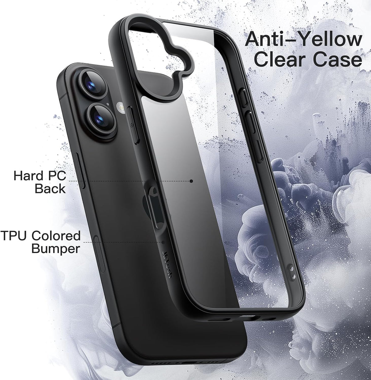 JETech Case for iPhone 16, Anti-Yellowing, Clear