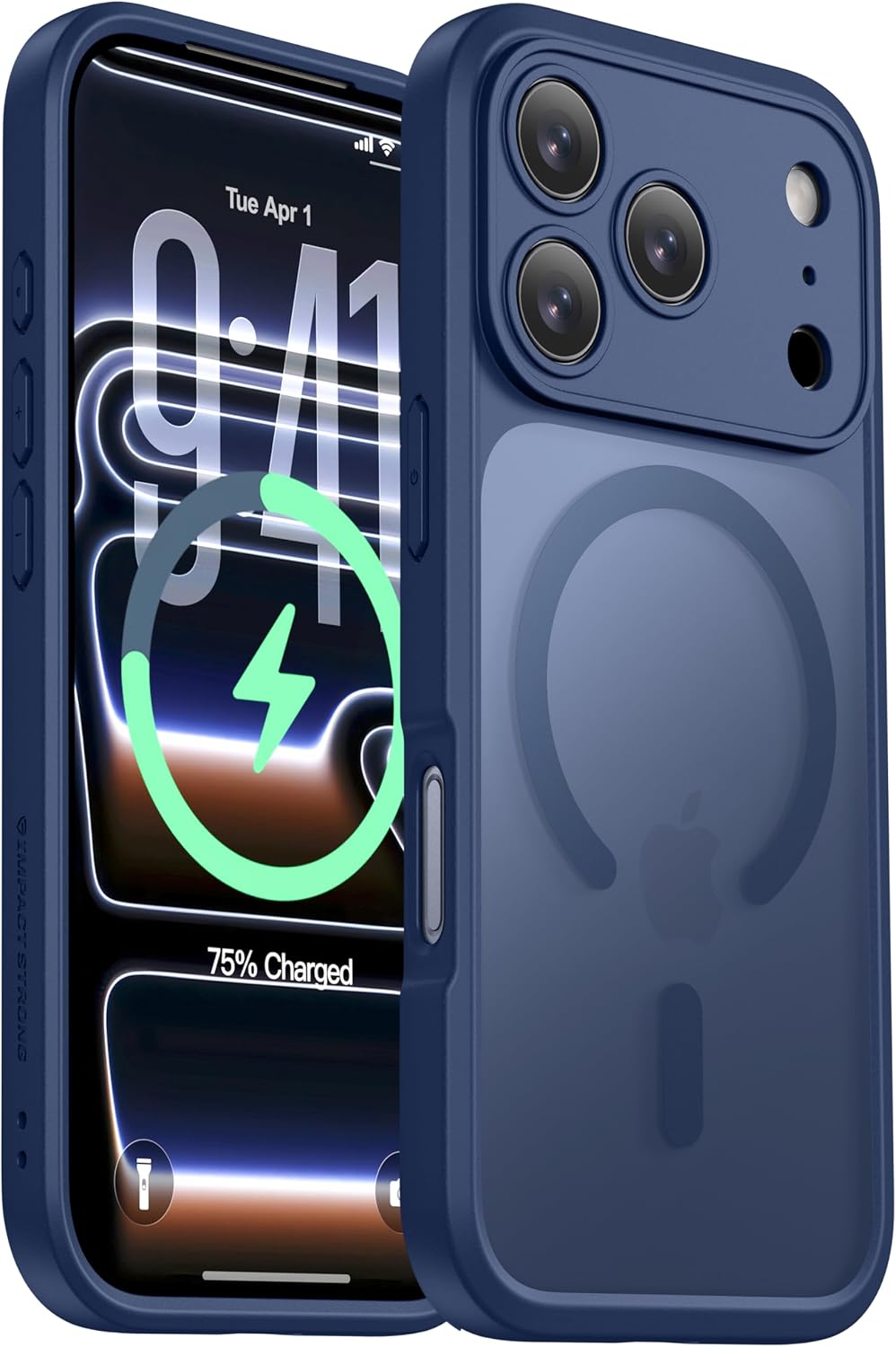 ImpactStrong Magnetic Guard Designed for iPhone 17 Air Case [Camera Protection] [Military Grade Drop Tested] [Compatible with MagSafe] Slim Translucent Matte Phone Case (6.6") - Navy Blue