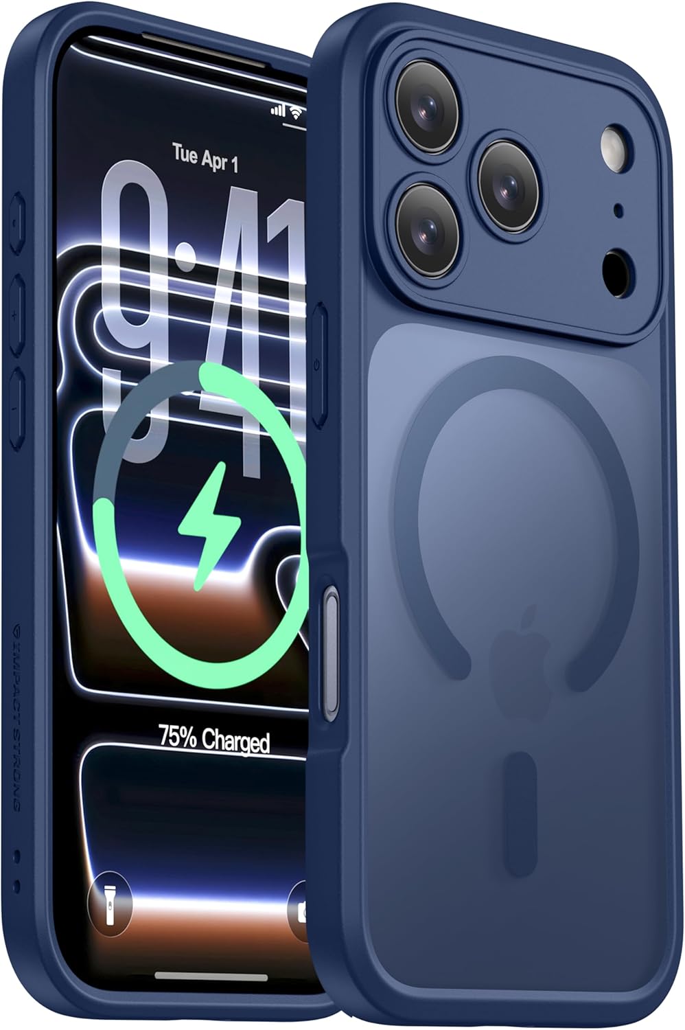 ImpactStrong Magnetic Guard Designed for iPhone 17 Air Case [Camera Protection] [Military Grade Drop Tested] [Compatible with MagSafe] Slim Translucent Matte Phone Case (6.6") - Navy Blue