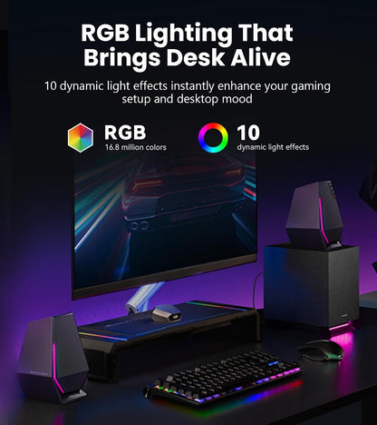 Edifier G1500 MAX 2.1 RGB Light Gaming Speakers with 4" Wood Subwoofer