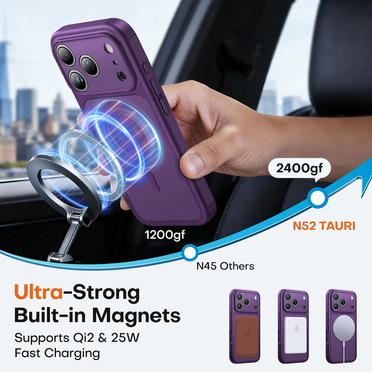 TAURI for iPhone 16 Pro Max Case, Compatible with MagSafe, Purple