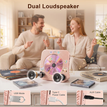 Gueray CD Player Portable Bluetooth Desktop CD Player for Home (Black)