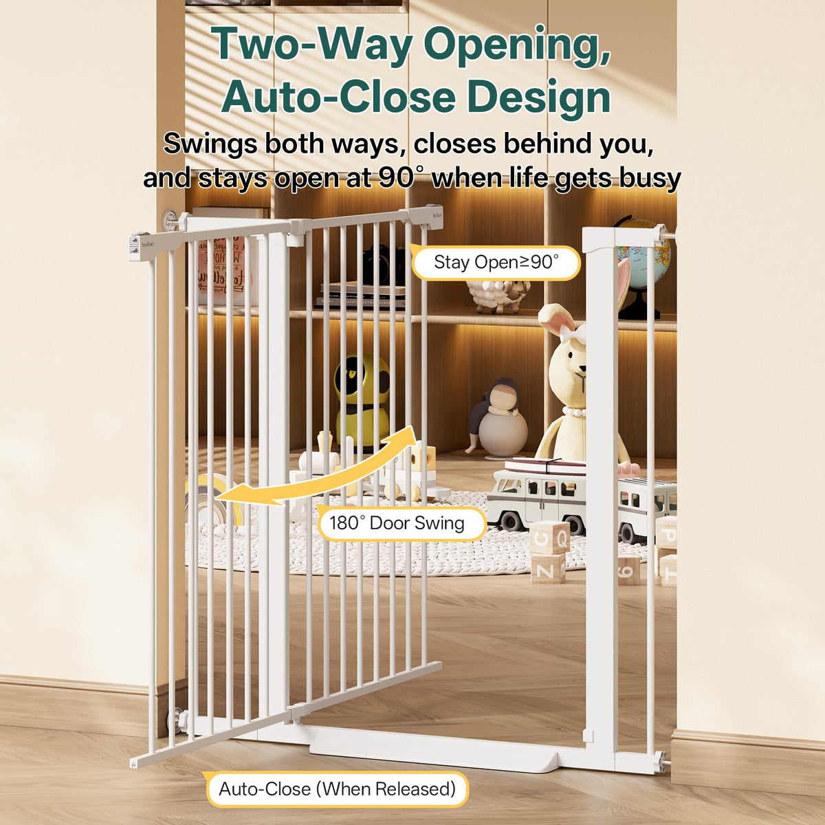 InnoTruth 27-36.6 in Wide Baby Gate for Stairs and Doorways, Black
