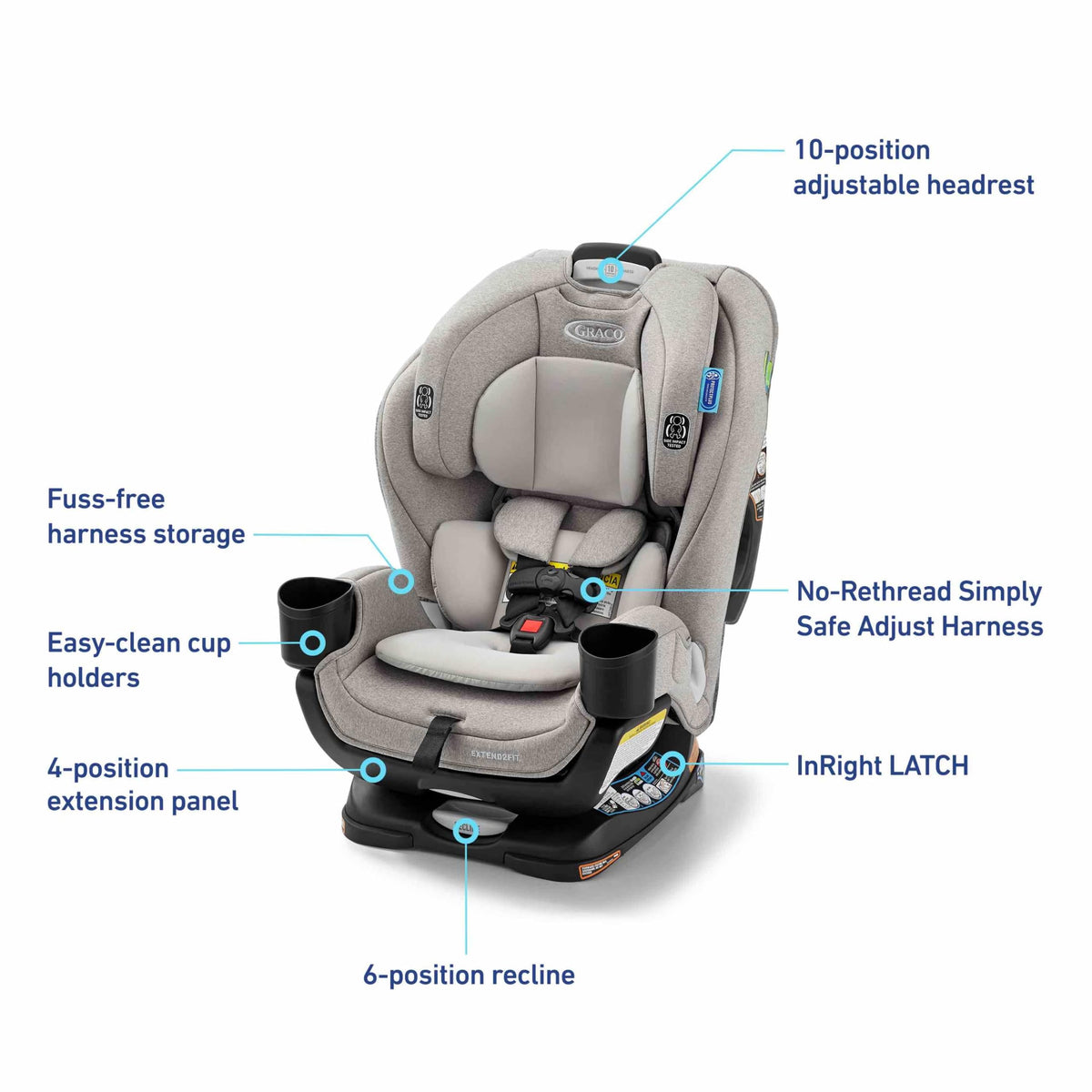 Graco Extend2Fit 2-in-1 Convertible Car Seat, Gotham