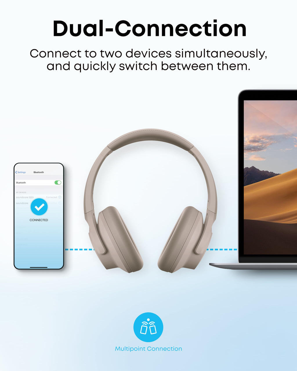 soundcore by Anker Q20i Hybrid Active Noise Cancelling Headphones, Black