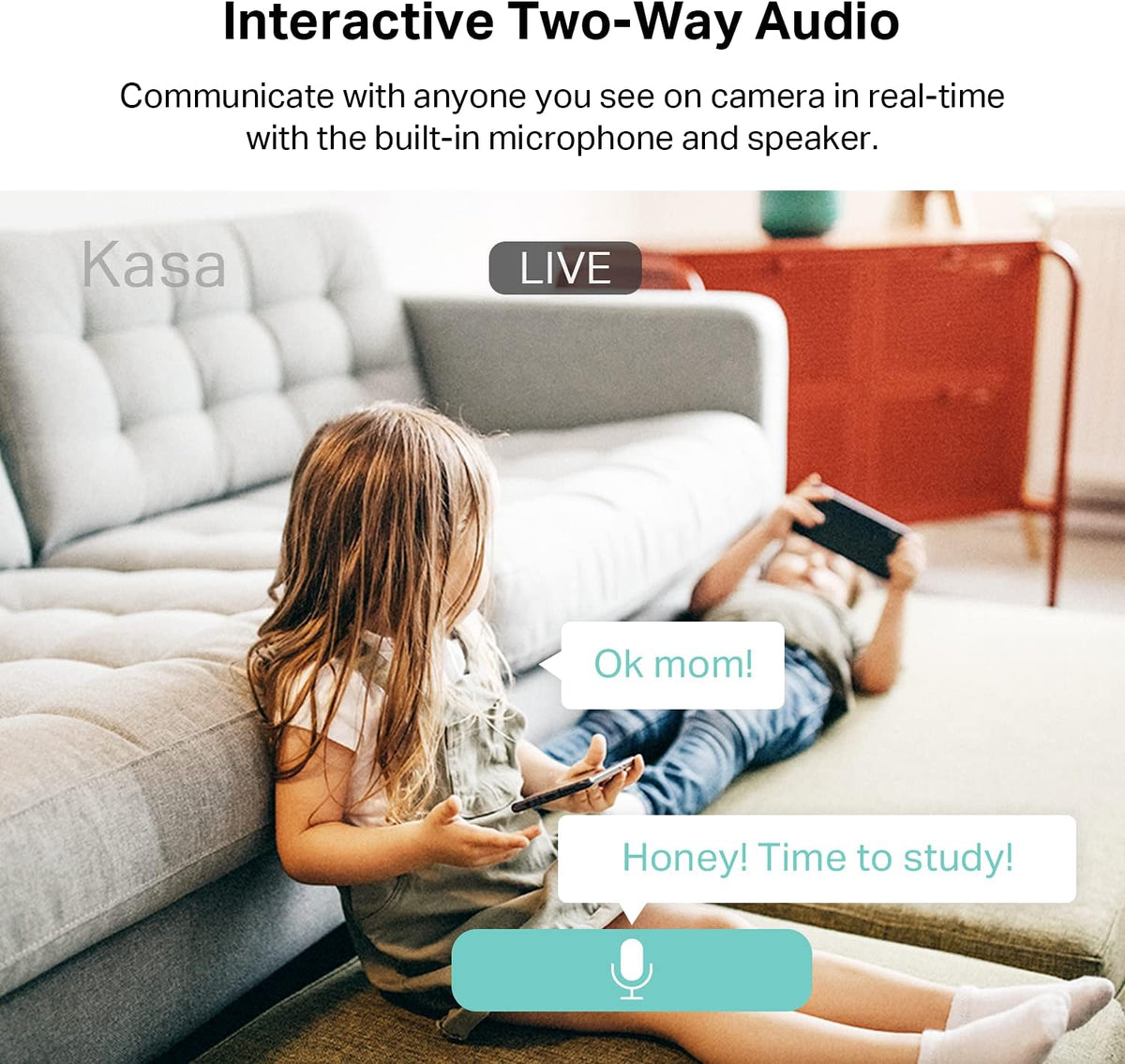 Kasa 2K+ Indoor Pan/Tilt Wired Security Camera, Baby & Pet Monitor, KC410S