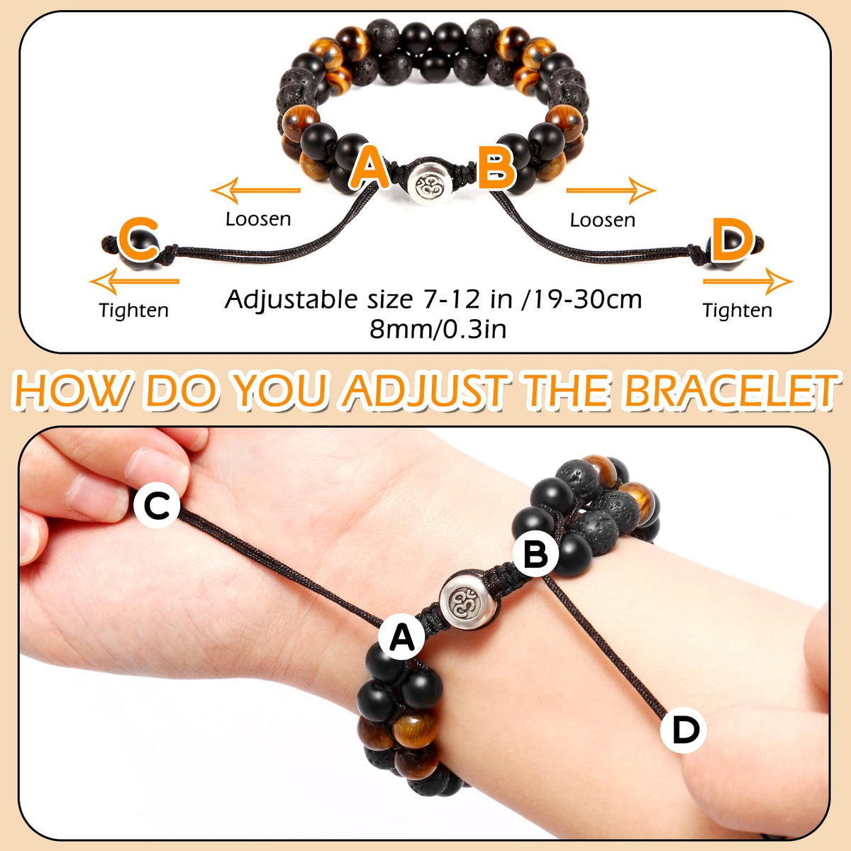 Triple Protection Bracelet - for Protect & Balance - Energy Crystal Handmade Bracelets for Men Women