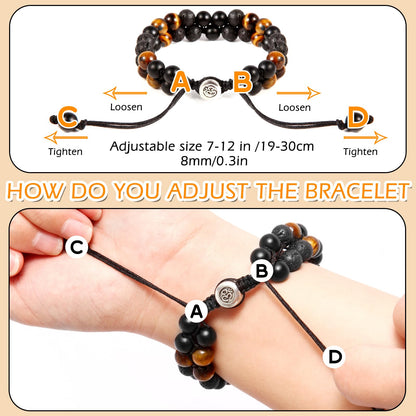 Triple Protection Bracelet - for Protect & Balance - Energy Crystal Handmade Bracelets for Men Women