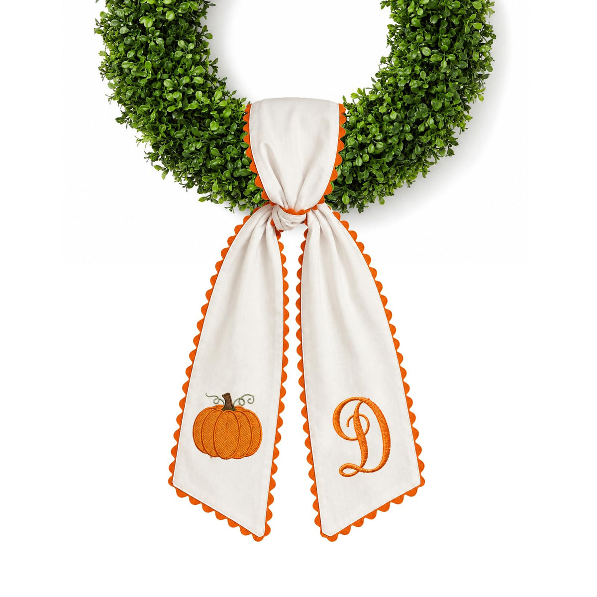 Halloween Pumpkin Wreath Sash Fall Front Door Orange Bow Decor (Y)