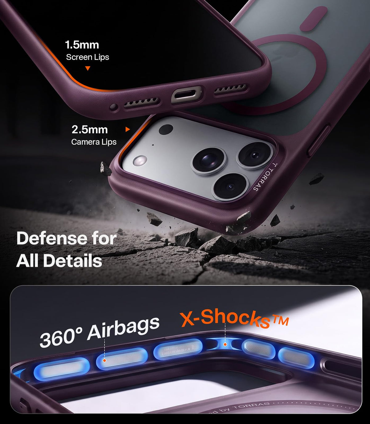TORRAS Stronger Magnetic & Shockproof for iPhone 18 Pro Max Case Burgundy