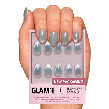 Glamnetic Press On Nails, Short Almond Glossy, Fake Nails 24pc Nail Kit