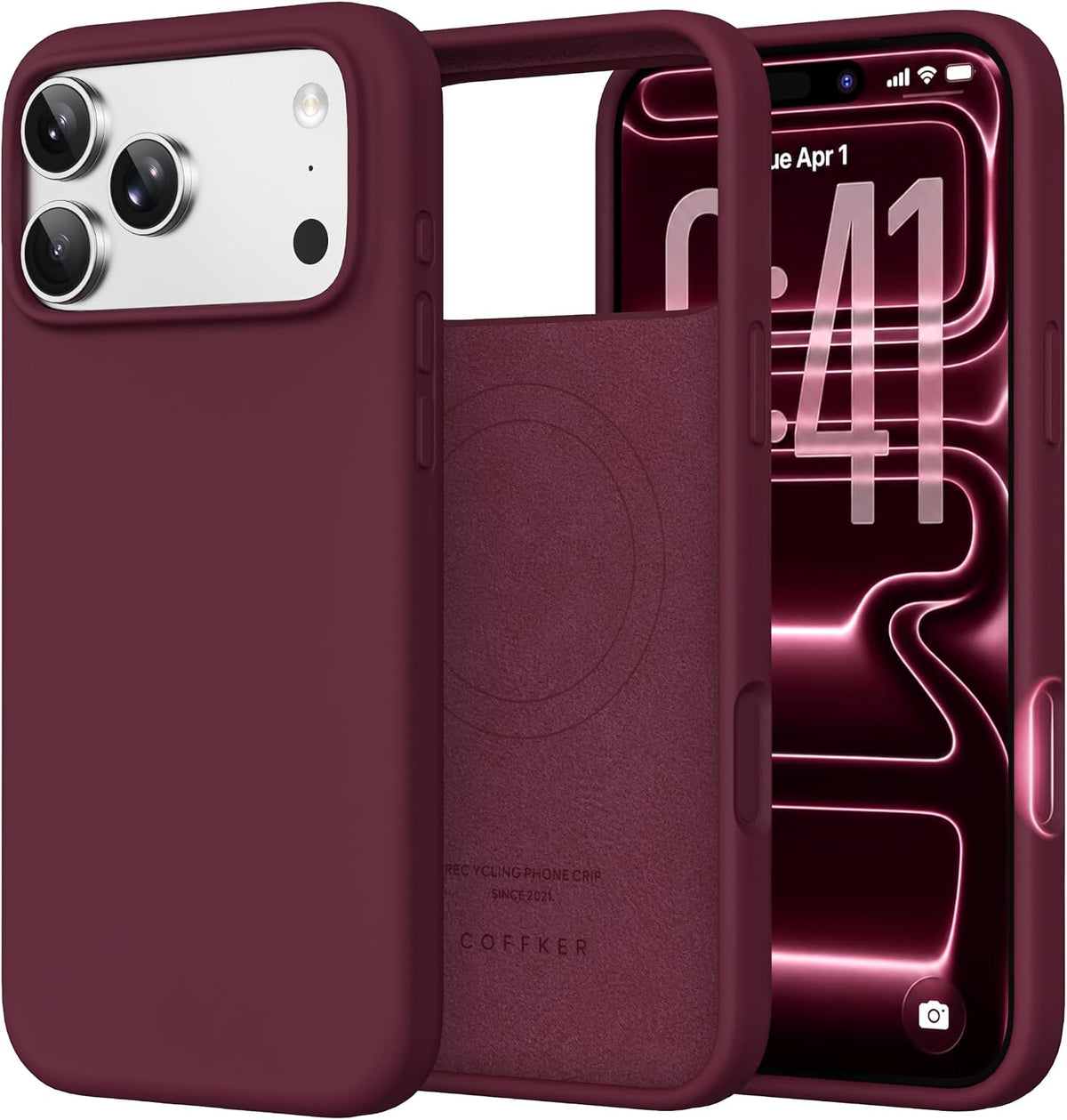 Magnetic for iPhone 18 Pro /17 Pro Case Silicone, Wine Red
